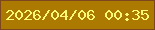 文字の大きさ：2、枠の色：7c471e、背景の色：ac7a00、文字の色：fcfa73 無料ブログパーツのブログ時計