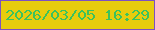 文字の大きさ：3、枠の色：7c51c2、背景の色：e7cc0d、文字の色：3bc25d 無料ブログパーツのブログ時計
