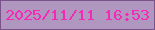 文字の大きさ：4、枠の色：7c528b、背景の色：af97bf、文字の色：f529b6 無料ブログパーツのブログ時計
