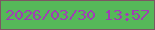 文字の大きさ：3、枠の色：7c5662、背景の色：56b859、文字の色：a03db4 無料ブログパーツのブログ時計