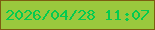 文字の大きさ：1、枠の色：7c5d11、背景の色：9ac83d、文字の色：04cb50 無料ブログパーツのブログ時計