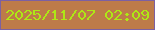 文字の大きさ：5、枠の色：7c60a2、背景の色：bd7b49、文字の色：aee815 無料ブログパーツのブログ時計