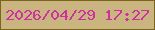 文字の大きさ：2、枠の色：7c641c、背景の色：cab580、文字の色：ce309e 無料ブログパーツのブログ時計