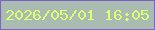 文字の大きさ：2、枠の色：7c64c2、背景の色：aabcb1、文字の色：daff72 無料ブログパーツのブログ時計