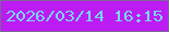 文字の大きさ：4、枠の色：7c6595、背景の色：bc1cf2、文字の色：78d7f9 無料ブログパーツのブログ時計