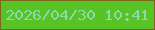 文字の大きさ：4、枠の色：7c6619、背景の色：59c326、文字の色：89dbac 無料ブログパーツのブログ時計