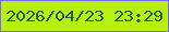 文字の大きさ：5、枠の色：7c67fc、背景の色：b8f110、文字の色：206237 無料ブログパーツのブログ時計