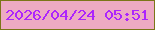 文字の大きさ：5、枠の色：7c7518、背景の色：eeaac3、文字の色：ad25fc 無料ブログパーツのブログ時計