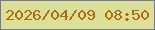 文字の大きさ：4、枠の色：7c769c、背景の色：dbe097、文字の色：b46a0c 無料ブログパーツのブログ時計