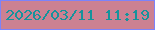 文字の大きさ：3、枠の色：7c83fa、背景の色：cc8192、文字の色：15939c 無料ブログパーツのブログ時計