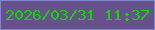 文字の大きさ：5、枠の色：7c87d0、背景の色：67518a、文字の色：15d40a 無料ブログパーツのブログ時計