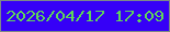 文字の大きさ：3、枠の色：7c8888、背景の色：3600f7、文字の色：5fd559 無料ブログパーツのブログ時計