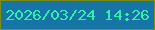 文字の大きさ：5、枠の色：7c8d16、背景の色：1675a4、文字の色：34eeaf 無料ブログパーツのブログ時計