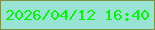 文字の大きさ：5、枠の色：7c9340、背景の色：99e3d4、文字の色：05f605 無料ブログパーツのブログ時計