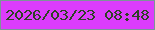 文字の大きさ：1、枠の色：7c9498、背景の色：dc3cfc、文字の色：2e4325 無料ブログパーツのブログ時計