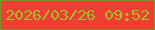 文字の大きさ：4、枠の色：7c952b、背景の色：f03e33、文字の色：9cc326 無料ブログパーツのブログ時計
