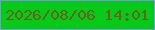 文字の大きさ：3、枠の色：7c95dd、背景の色：04cb1a、文字の色：686317 無料ブログパーツのブログ時計