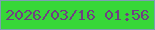 文字の大きさ：1、枠の色：7c9fb2、背景の色：37d738、文字の色：703f82 無料ブログパーツのブログ時計