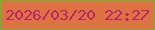 文字の大きさ：5、枠の色：7cae33、背景の色：de7243、文字の色：b92469 無料ブログパーツのブログ時計