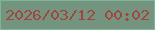 文字の大きさ：3、枠の色：7cb795、背景の色：749480、文字の色：9f463e 無料ブログパーツのブログ時計