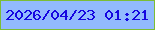 文字の大きさ：2、枠の色：7cbd35、背景の色：92bafe、文字の色：1506e0 無料ブログパーツのブログ時計