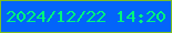 文字の大きさ：2、枠の色：7cbf23、背景の色：0364fa、文字の色：00f77d 無料ブログパーツのブログ時計