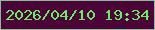 文字の大きさ：3、枠の色：7cc494、背景の色：4e0338、文字の色：5ef35f 無料ブログパーツのブログ時計