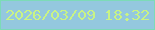 文字の大きさ：1、枠の色：7cdbb7、背景の色：94c8de、文字の色：c9f385 無料ブログパーツのブログ時計