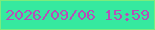 文字の大きさ：4、枠の色：7cec7c、背景の色：36e99f、文字の色：b74eb8 無料ブログパーツのブログ時計