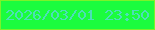 文字の大きさ：5、枠の色：7cf22a、背景の色：1bfc3e、文字の色：4cdfb8 無料ブログパーツのブログ時計