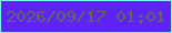文字の大きさ：1、枠の色：7cf6f2、背景の色：5e23f9、文字の色：626757 無料ブログパーツのブログ時計