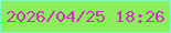 文字の大きさ：2、枠の色：7cfdd1、背景の色：8bee5c、文字の色：d52ec5 無料ブログパーツのブログ時計