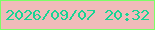 文字の大きさ：2、枠の色：7cfe67、背景の色：f0bbba、文字の色：18d494 無料ブログパーツのブログ時計