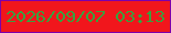 文字の大きさ：3、枠の色：7d00ab、背景の色：f1161c、文字の色：3aa03e 無料ブログパーツのブログ時計