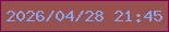 文字の大きさ：4、枠の色：7d035b、背景の色：975250、文字の色：8ca2e9 無料ブログパーツのブログ時計