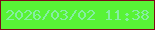 文字の大きさ：3、枠の色：7d0918、背景の色：58f336、文字の色：85eea3 無料ブログパーツのブログ時計