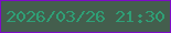 文字の大きさ：5、枠の色：7d0bc6、背景の色：445e4d、文字の色：2f9f76 無料ブログパーツのブログ時計