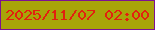 文字の大きさ：4、枠の色：7d1193、背景の色：a8a409、文字の色：e2200f 無料ブログパーツのブログ時計