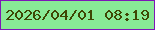 文字の大きさ：2、枠の色：7d18b7、背景の色：88ea96、文字の色：3e4704 無料ブログパーツのブログ時計