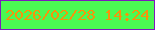 文字の大きさ：2、枠の色：7d19bc、背景の色：4bf952、文字の色：f7930a 無料ブログパーツのブログ時計