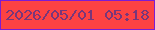 文字の大きさ：4、枠の色：7d1cd3、背景の色：fd4243、文字の色：78367a 無料ブログパーツのブログ時計