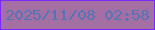 文字の大きさ：4、枠の色：7d29fd、背景の色：a470a3、文字の色：5573b6 無料ブログパーツのブログ時計