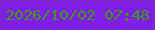 文字の大きさ：5、枠の色：7d2dbb、背景の色：7f1ee7、文字の色：3b9b0e 無料ブログパーツのブログ時計