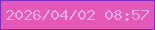 文字の大きさ：1、枠の色：7d2ebd、背景の色：e459b7、文字の色：e9aaf0 無料ブログパーツのブログ時計