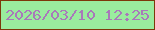 文字の大きさ：1、枠の色：7d380a、背景の色：9aec9e、文字の色：a978ba 無料ブログパーツのブログ時計