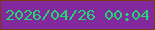 文字の大きさ：4、枠の色：7d3916、背景の色：82299d、文字の色：24d670 無料ブログパーツのブログ時計
