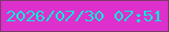 文字の大きさ：5、枠の色：7d3a70、背景の色：dd30cc、文字の色：07e9d7 無料ブログパーツのブログ時計