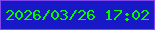 文字の大きさ：2、枠の色：7d46ee、背景の色：1818c7、文字の色：01fa00 無料ブログパーツのブログ時計