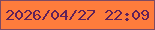 文字の大きさ：2、枠の色：7d4a62、背景の色：fe7c3c、文字の色：5f2159 無料ブログパーツのブログ時計