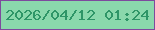 文字の大きさ：5、枠の色：7d4a9d、背景の色：8ad8ac、文字の色：2e9567 無料ブログパーツのブログ時計